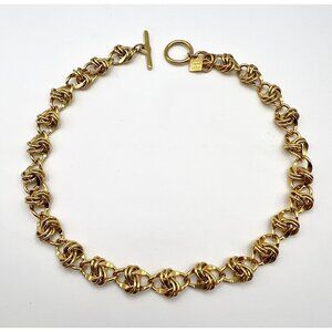 Vintage Signed Anne Klein Gold Tone Unique Chain Necklace Toggle Closure